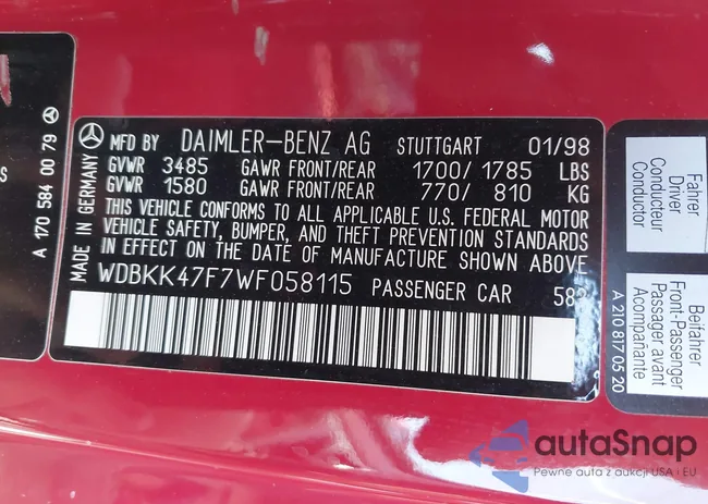 WDBKK47F7WF058115: 42011747