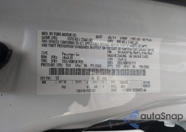 1FADP3L90EL316163: 42013006