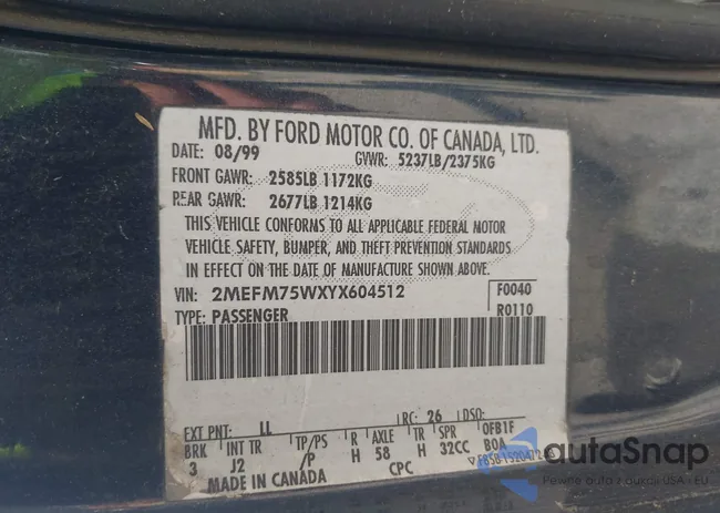 2MEFM75WXYX604512: 42013139