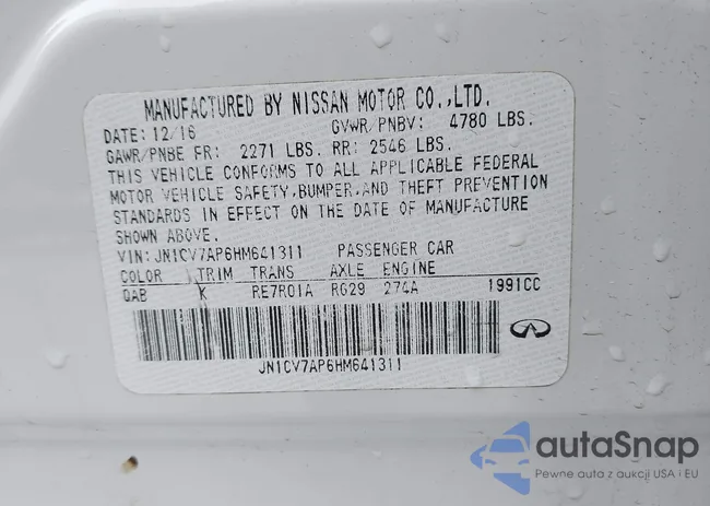 JN1CV7AP6HM641311: 42013340