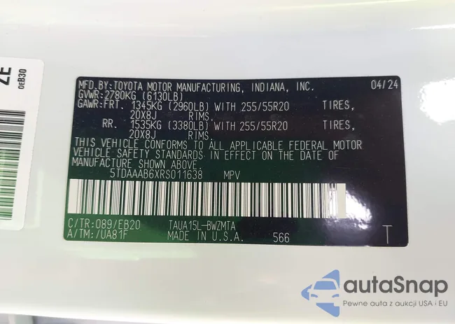 5TDAAAB6XRS011638: 42012566