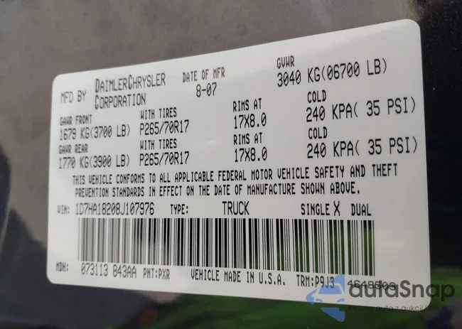 1D7HA18208J107976: 42013997