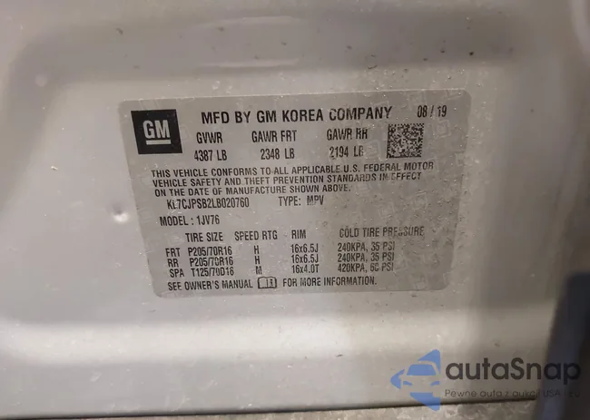 KL7CJPSB2LB020760: 42014258