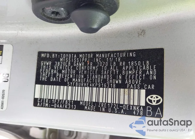 5YFBURHE4KP916318: 42014332