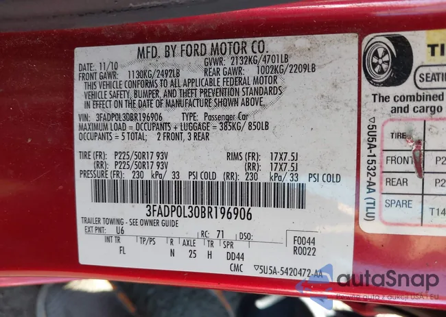 3FADP0L30BR196906: 42013684