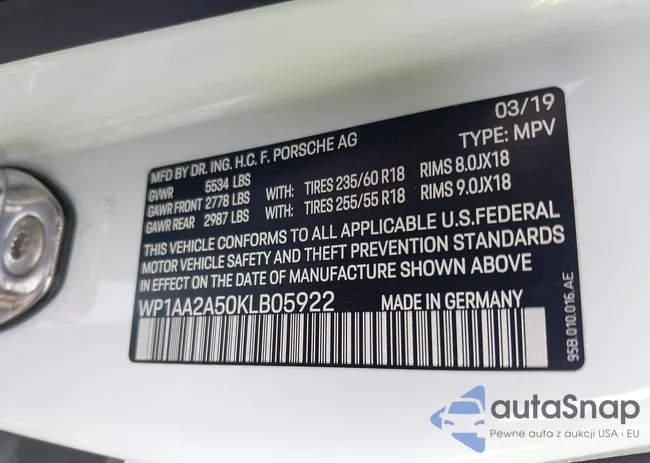 WP1AA2A50KLB05922: 42013711