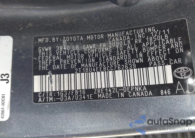 2T1BU4EE8CC762639: 42013762