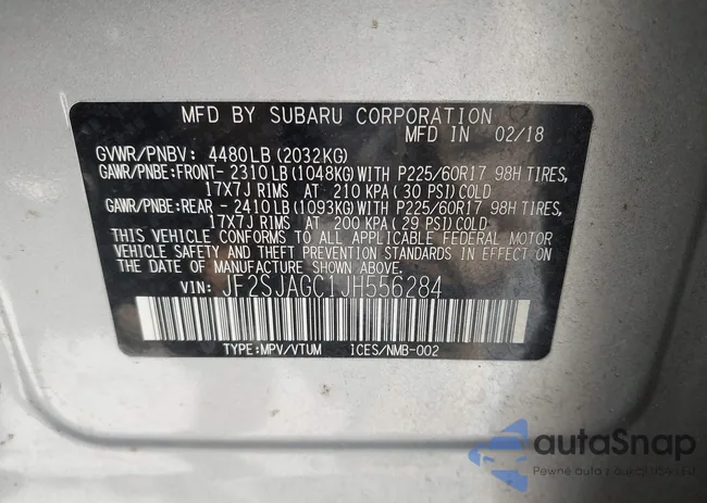 JF2SJAGC1JH556284: 42013794