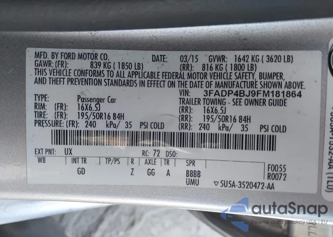 3FADP4BJ9FM181864: 42015076