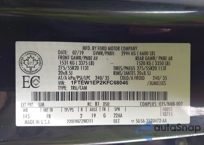 1FTEW1EP2KFC68046: 42015976