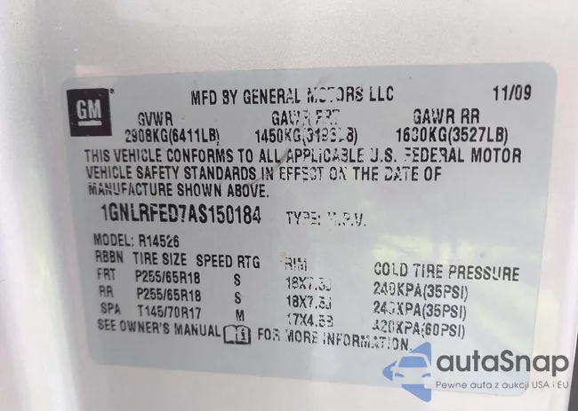 1GNLRFED7AS150184: 42016004