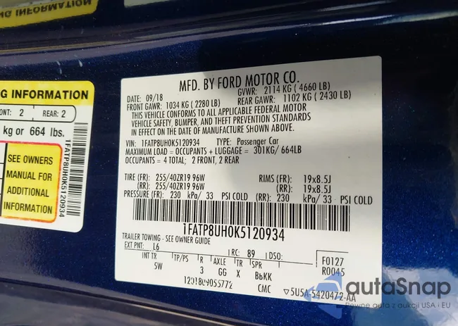 1FATP8UH0K5120934: 42016049