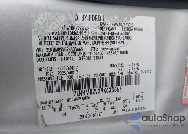 2LNHM82V39X633665: 42016213