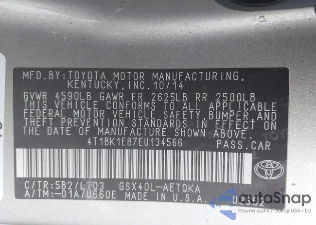 4T1BK1EB7EU134566: 42016862