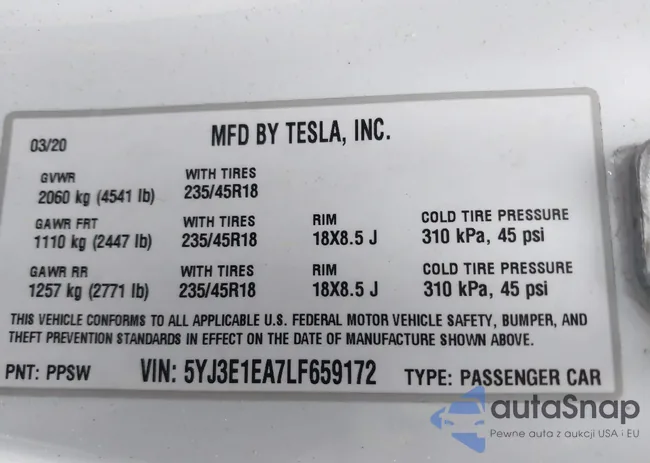 5YJ3E1EA7LF659172: 42017026