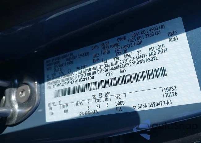 1FMCU9MNXRUB31109: 42017212