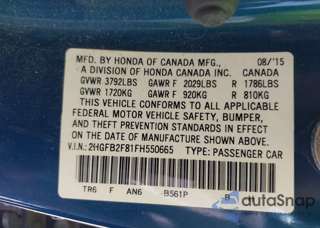 2HGFB2F81FH550665: 42017363