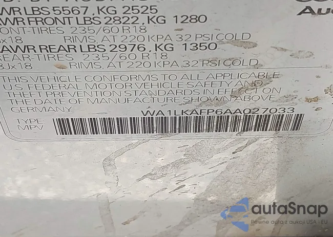 WA1LKAFP6AA027033: 42017380