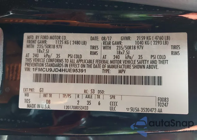 1FMCU9JD4HUE95391: 42016803