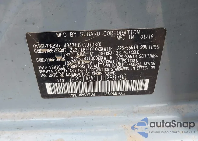 JF2GTAMC1JH289796: 42018018