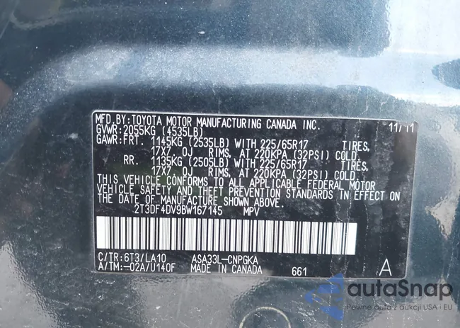 2T3DF4DV9BW167145: 42018084