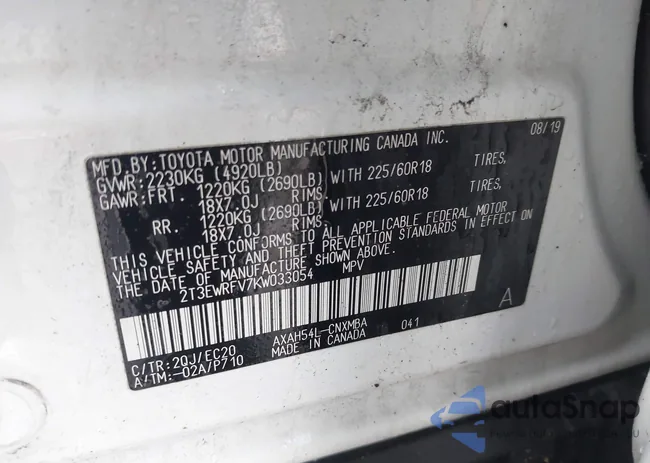 2T3EWRFV7KW033054: 42018139