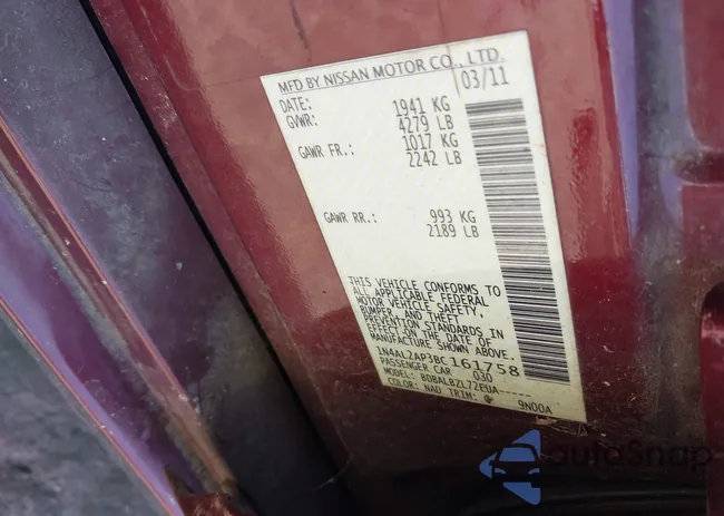 1N4AL2AP3BC161758: 42018284