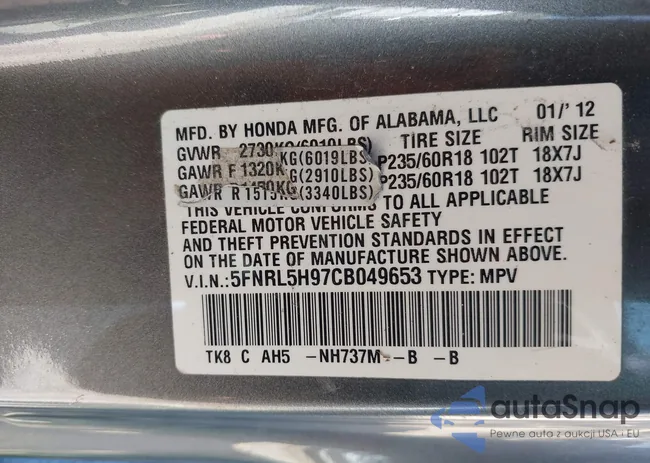 5FNRL5H97CB049653: 42018386
