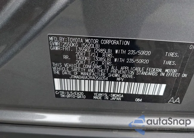 JTMABABA2RA056054: 42018399