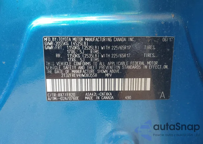 2T3ZFREV4HW383558: 42017533