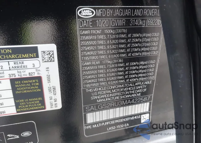 SALGS2RU3MA422587: 42017597