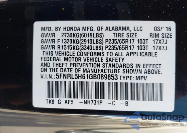 5FNRL5H61GB089853: 42019081