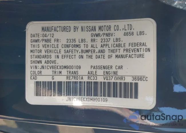 JN1CV6EKXDM900109: 42018484