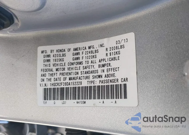 1HGCR2F39DA152229: 42019519