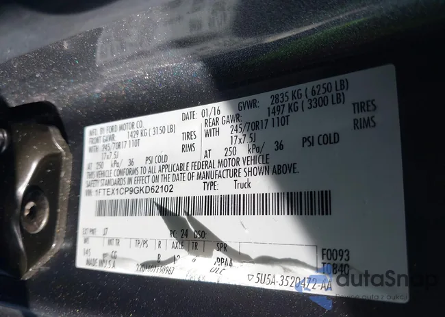 1FTEX1CP9GKD62102: 42019692