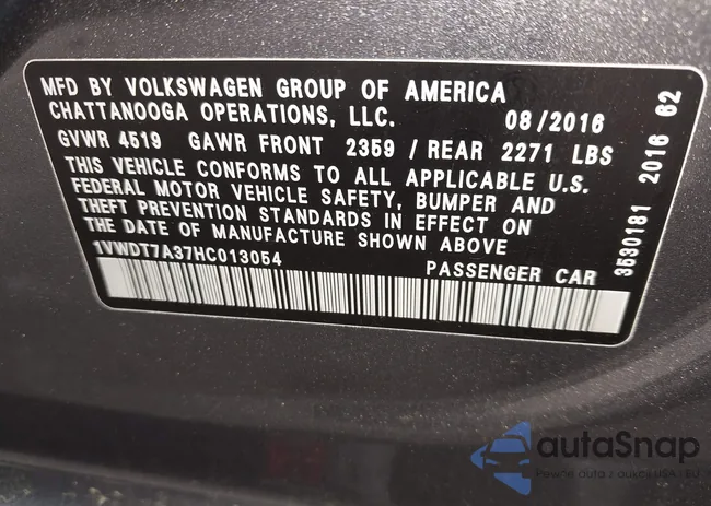 1VWDT7A37HC013054: 42020784