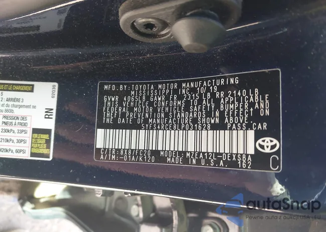 5YFS4RCE8LP031628: 42021922