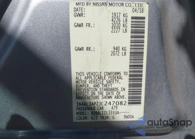 1N4AL3AP2JC247082: 42022050