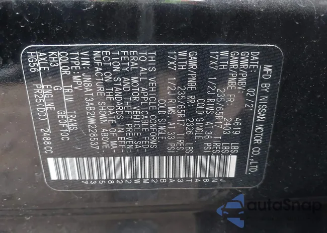 JN8AT3AB2MW228537: 42021567