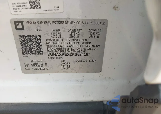 3GNAXPEX2KS624187: 42021580