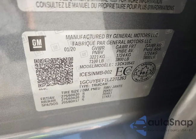 1GCUYBEF1LZ201263: 42021668