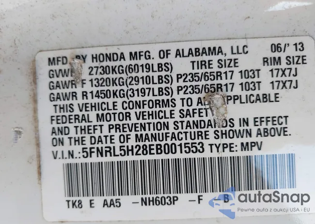 5FNRL5H28EB001553: 42025223