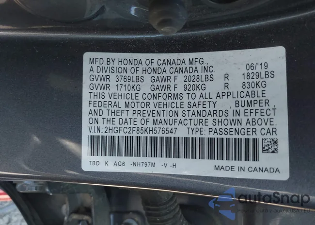 2HGFC2F85KH576547: 42024497