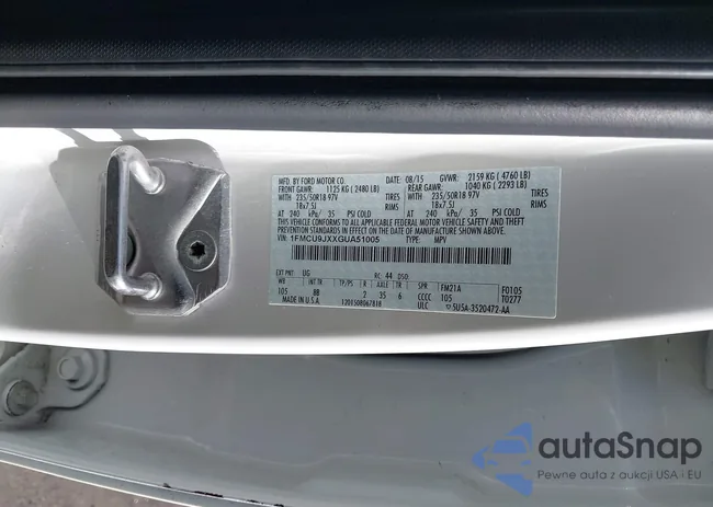 1FMCU9JXXGUA51005: 42026149