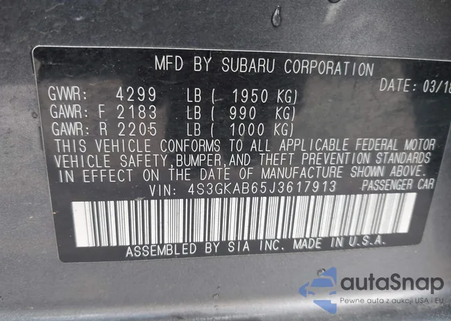 4S3GKAB65J3617913: 42026225