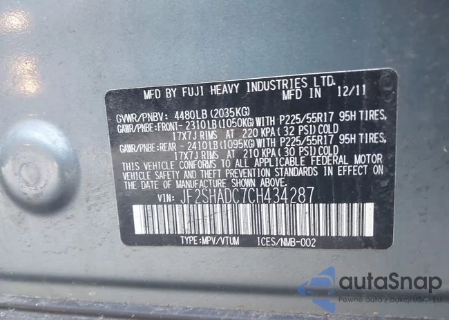 JF2SHADC7CH434287: 42027346