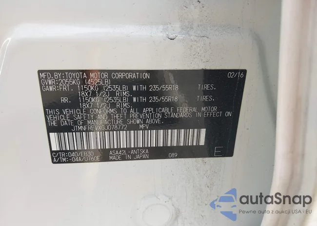 JTMNFREVXGJ078772: 42027521