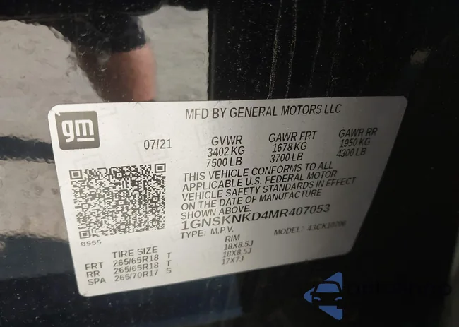 1GNSKNKD4MR407053: 42029111