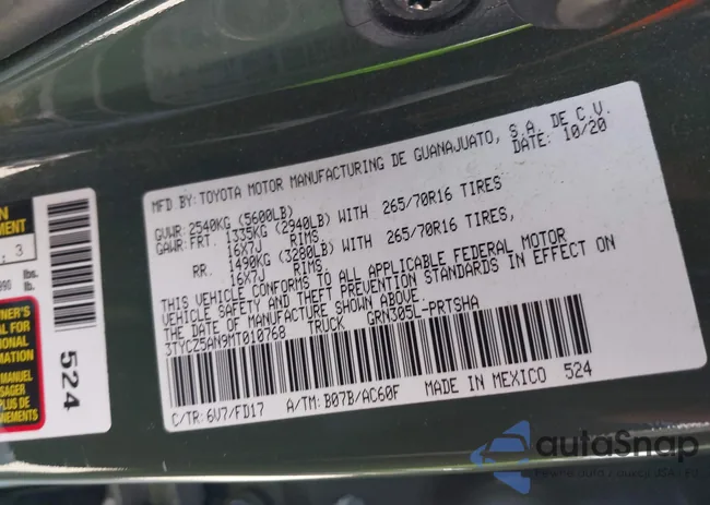 3TYCZ5AN9MT010768: 42029132