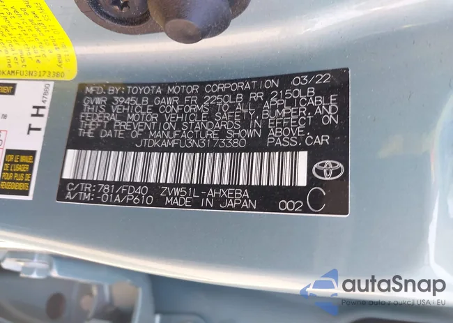 JTDKAMFU3N3173380: 42030001